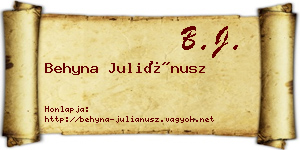 Behyna Juliánusz névjegykártya